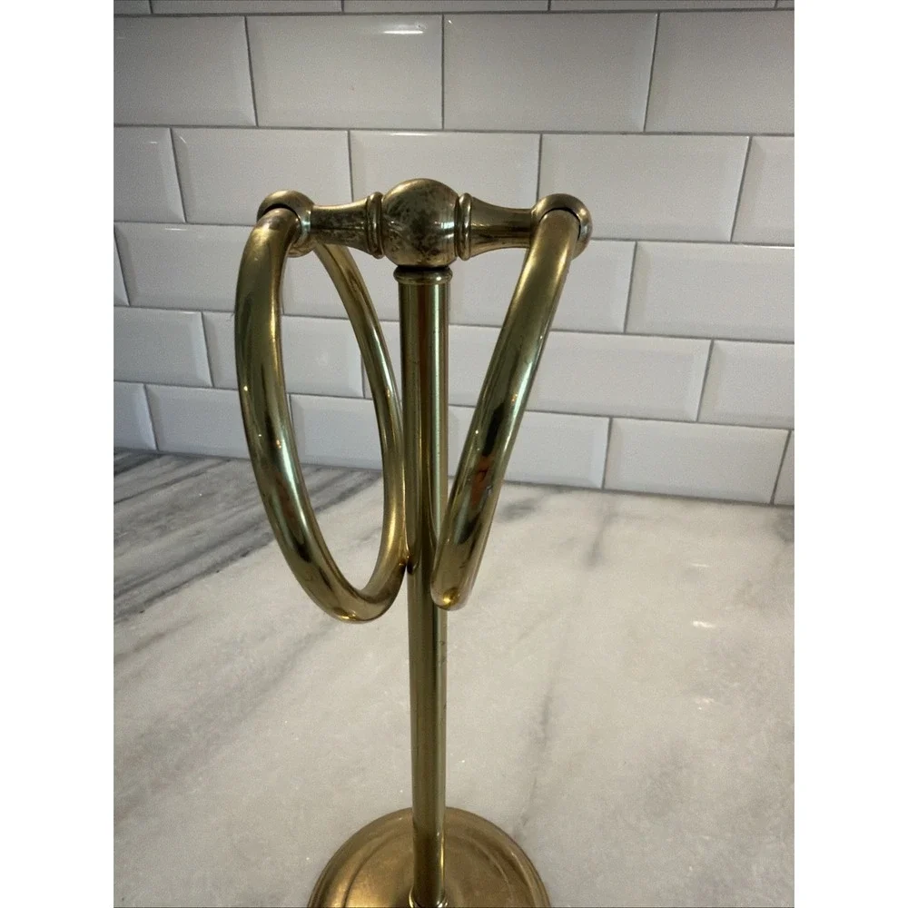 Vintage MCM Gatco SolidBrass‎ Double Hand Towel Ring Holder Stand Bathroom ES008